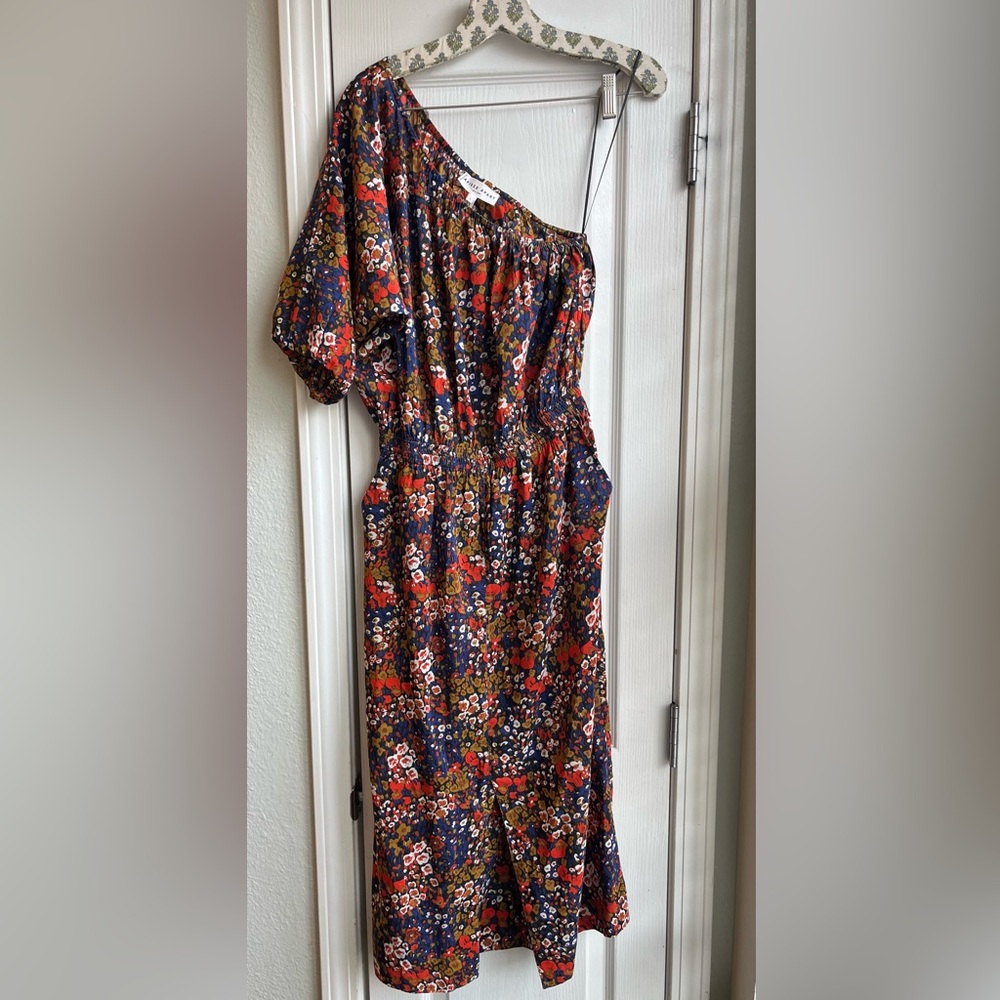 Apiece Apart Palma One Shoulder Midi Dress Multicolor Floral Size Small